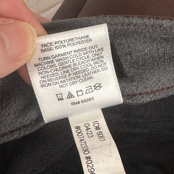 EXPRESS 90s S Slim Super High-Rise Vegan Leather Pants 14R MAROON/BURGANDY/BROWN - Picture 7 of 11